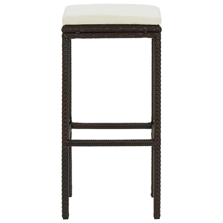 Bar Stools with Cushions 3 pcs Brown Poly Rattan