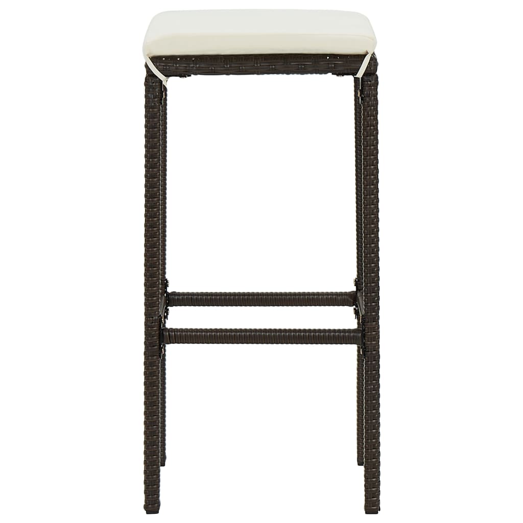 Bar Stools with Cushions 3 pcs Brown Poly Rattan