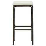 Bar Stools with Cushions 3 pcs Brown Poly Rattan