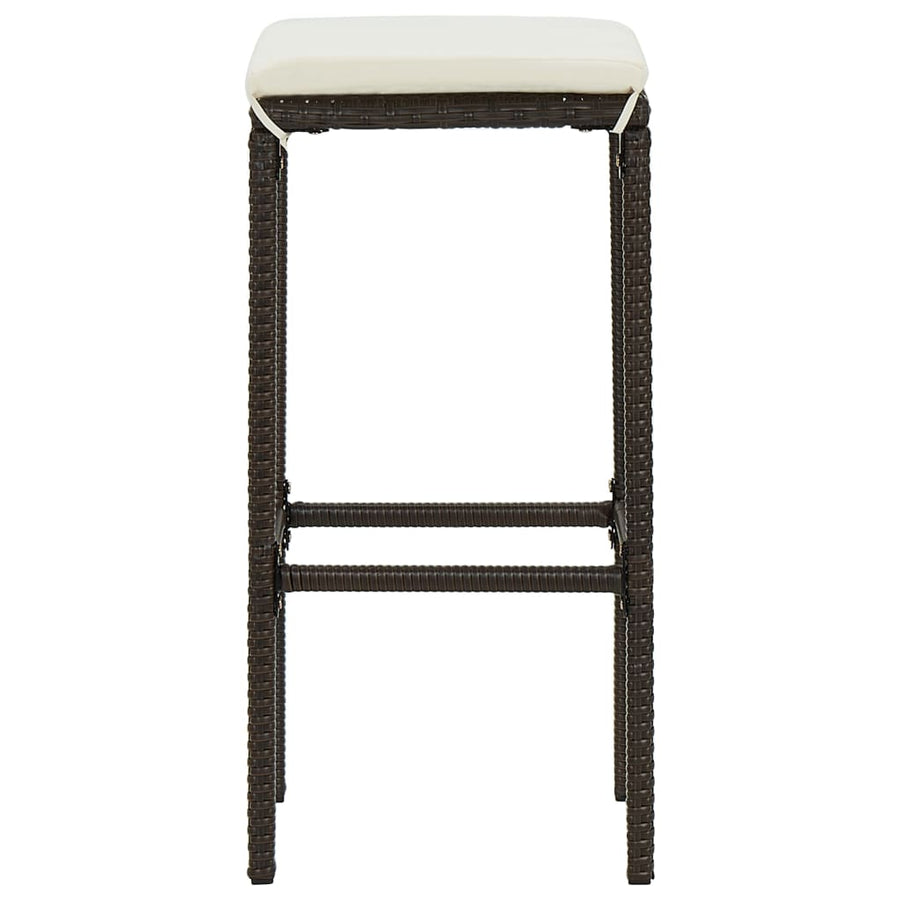 Bar Stools with Cushions 3 pcs Brown Poly Rattan