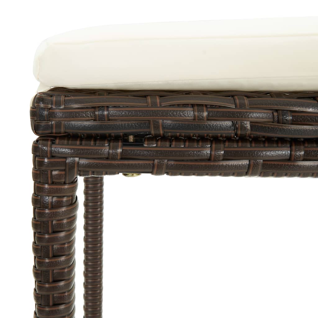 Bar Stools with Cushions 3 pcs Brown Poly Rattan