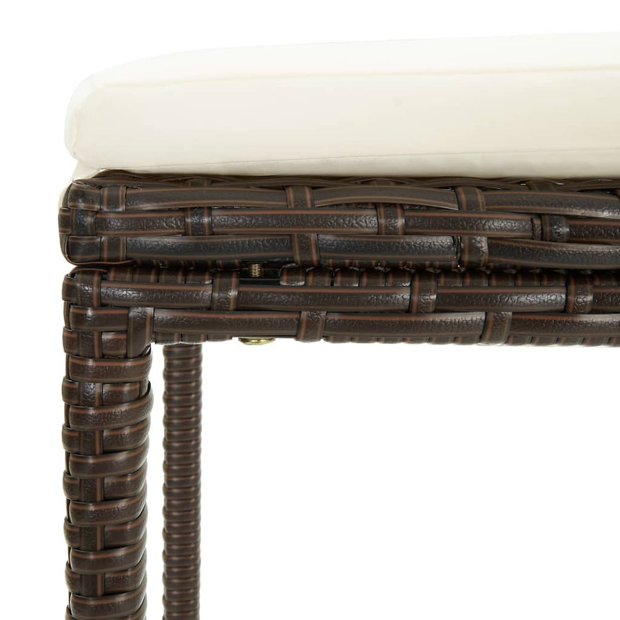 Bar Stools with Cushions 3 pcs Brown Poly Rattan