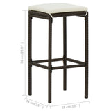 Bar Stools with Cushions 3 pcs Brown Poly Rattan