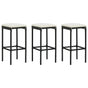 Bar Stools with Cushions 3 pcs Black Poly Rattan