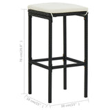 Bar Stools with Cushions 3 pcs Black Poly Rattan