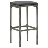 Bar Stools with Cushions 3 pcs Grey Poly Rattan - Front View