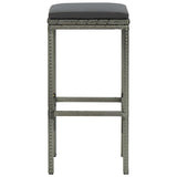 Bar Stools with Cushions 3 pcs Grey Poly Rattan