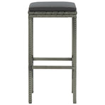 Bar Stools with Cushions 3 pcs Grey Poly Rattan