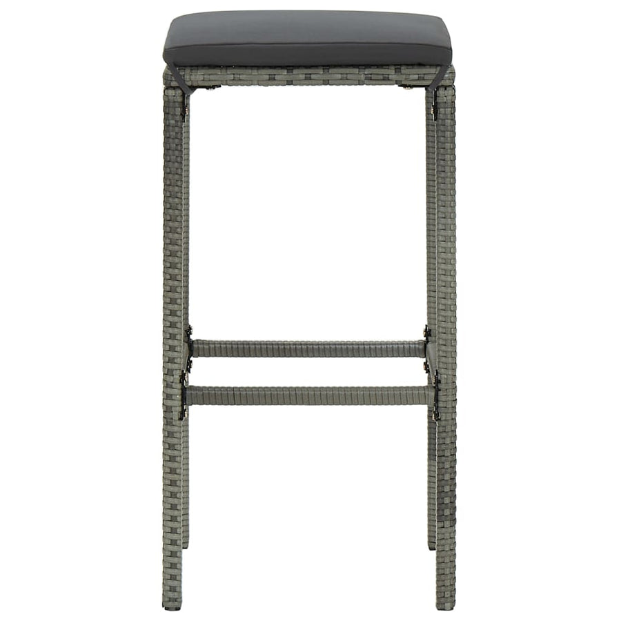 Bar Stools with Cushions 3 pcs Grey Poly Rattan