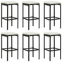 Bar Stools with Cushions 6 pcs Black Poly Rattan