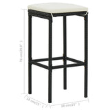 Bar Stools with Cushions 6 pcs Black Poly Rattan - Low Angle