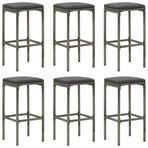 Bar Stools with Cushions 6 pcs Grey Poly Rattan