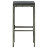 Bar Stools with Cushions 6 pcs Grey Poly Rattan - 45-Degree Angle
