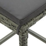Bar Stools with Cushions 6 pcs Grey Poly Rattan - Rear View