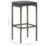 Bar Stools with Cushions 6 pcs Grey Poly Rattan