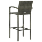 Bar Stools 2 pcs Grey Poly Rattan
