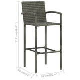 Bar Stools 2 pcs Grey Poly Rattan - Low Angle