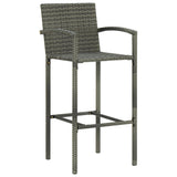 Bar Stools 4 pcs Grey Poly Rattan - Front View