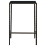 Garden Bar Table Brown 70x70x110 cm Poly Rattan and Glass - Front View