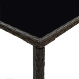 Garden Bar Table Brown 70x70x110 cm Poly Rattan and Glass - 45-Degree Angle