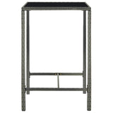 Garden Bar Table Grey 70x70x110 cm Poly Rattan and Glass - Side View