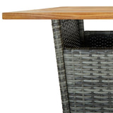 Bar Table Grey 60x60x110 cm Poly Rattan and Solid Acacia Wood - 45-Degree Angle