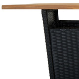 Bar Table Black 80x80x110 cm Poly Rattan and Solid Acacia Wood - 45-Degree Angle