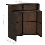 Garden Bar Table Brown 120x55x110 cm Poly Rattan - Low Angle