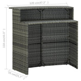Garden Bar Table Grey 120x55x110 cm Poly Rattan - Low Angle