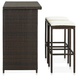 3 Piece Bar Set Poly Rattan Brown - Side View