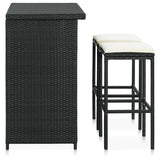 3 Piece Bar Set Poly Rattan Black - Side View