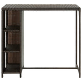 Bar Table with Storage Rack Brown 120x60x110 cm Poly Rattan - Front View
