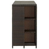 Bar Table with Storage Rack Brown 120x60x110 cm Poly Rattan - Side View