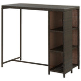 Bar Table with Storage Rack Brown 120x60x110 cm Poly Rattan - Top-Down View
