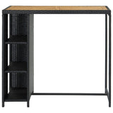 Bar Table With Storage Rack Black 120x60x110 Cm Poly Rattan - Front View