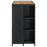 Bar Table With Storage Rack Black 120x60x110 Cm Poly Rattan - Side View