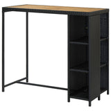 Bar Table With Storage Rack Black 120x60x110 Cm Poly Rattan - Top-Down View