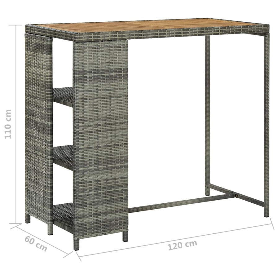 Bar Table With Storage Rack Grey 120x60x110 Cm