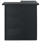 Corner Bar Table Black 100x50x105 Cm Poly Rattan - Front View