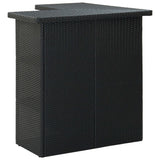 Corner Bar Table Black 100x50x105 Cm Poly Rattan - Side View