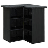 Corner Bar Table Black 100x50x105 Cm Poly Rattan - Top-Down View