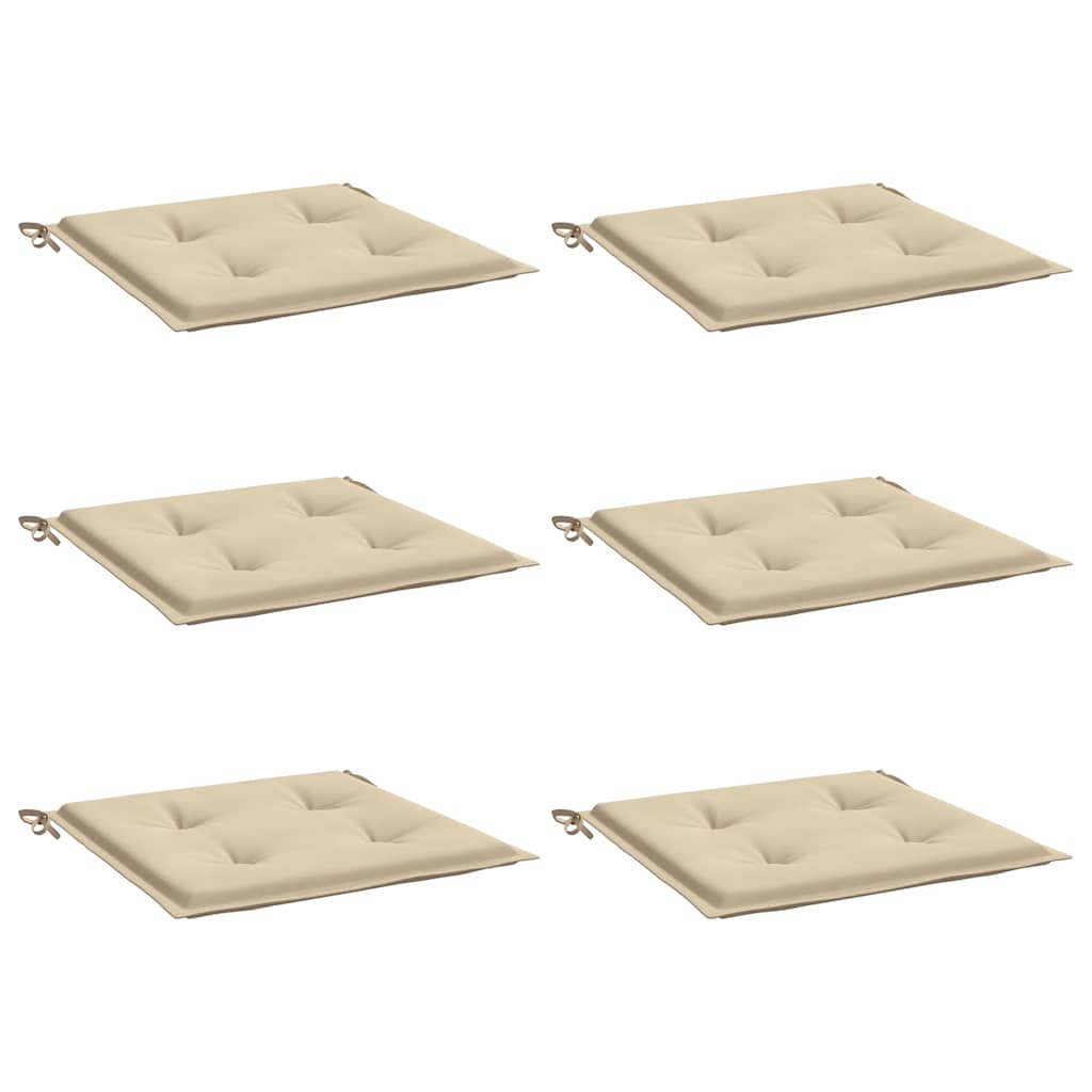 Garden Chair Cushions 6 pcs Beige 40x40x4 cm Oxford Fabric