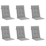 Garden Highback Chair Cushions 6 pcs Grey 120x50x3 cm Fabric - Side View