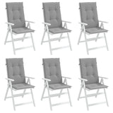 Garden Highback Chair Cushions 6 pcs Grey 120x50x3 cm Fabric - Top-Down View