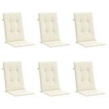 Garden Highback Chair Cushions 6 pcs Cream 120x50x3 cm Fabric