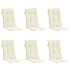 Garden Highback Chair Cushions 6 pcs Cream 120x50x3 cm Fabric