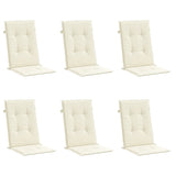 Garden Highback Chair Cushions 6 pcs Cream 120x50x3 cm Fabric - Side View
