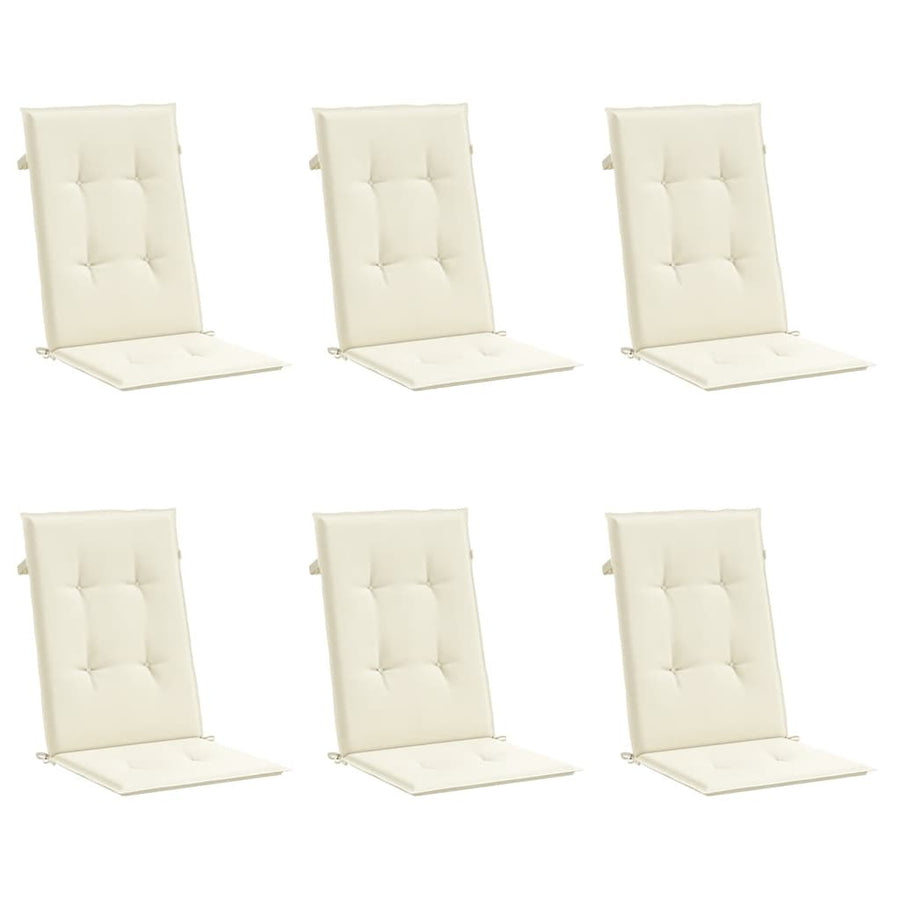 Garden Highback Chair Cushions 6 pcs Cream 120x50x3 cm Fabric