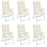 Garden Highback Chair Cushions 6 pcs Cream 120x50x3 cm Fabric