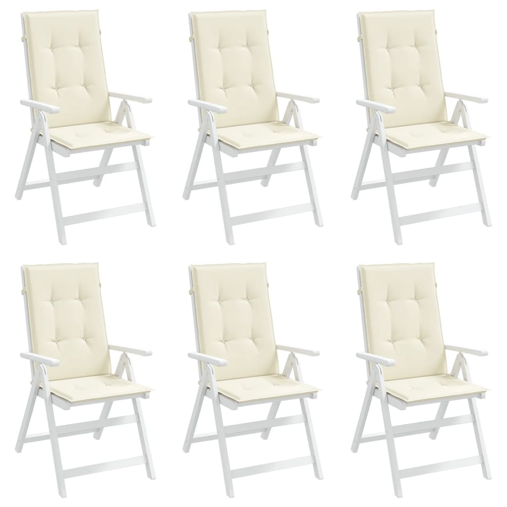 Garden Highback Chair Cushions 6 pcs Cream 120x50x3 cm Fabric